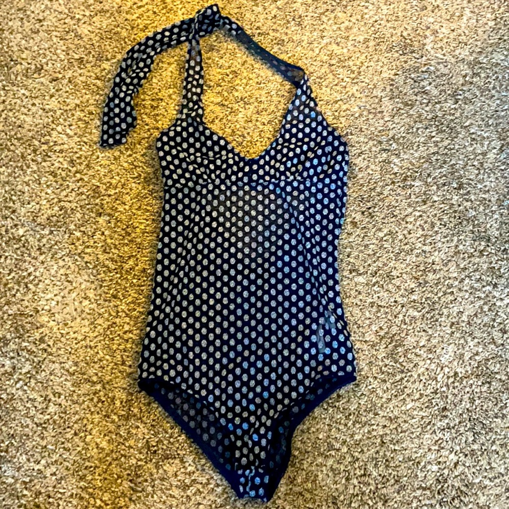 Never worn Aerie blue polka dot bodysuit